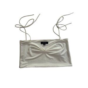 AVILA BY DN Tie Shoulder Crop Top in White